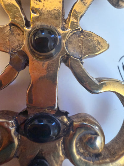Vintage Oversized Charlie Laure Paris Golden Rococo Daisy Brooch