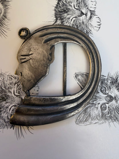 Vintage French Oversized Art Nouveau Inspired Face Pendent/Belt Buckle