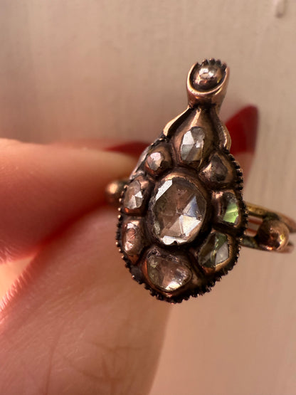 Iris Apfel's Antique Gold Georgian Diamond Teardrop Ring