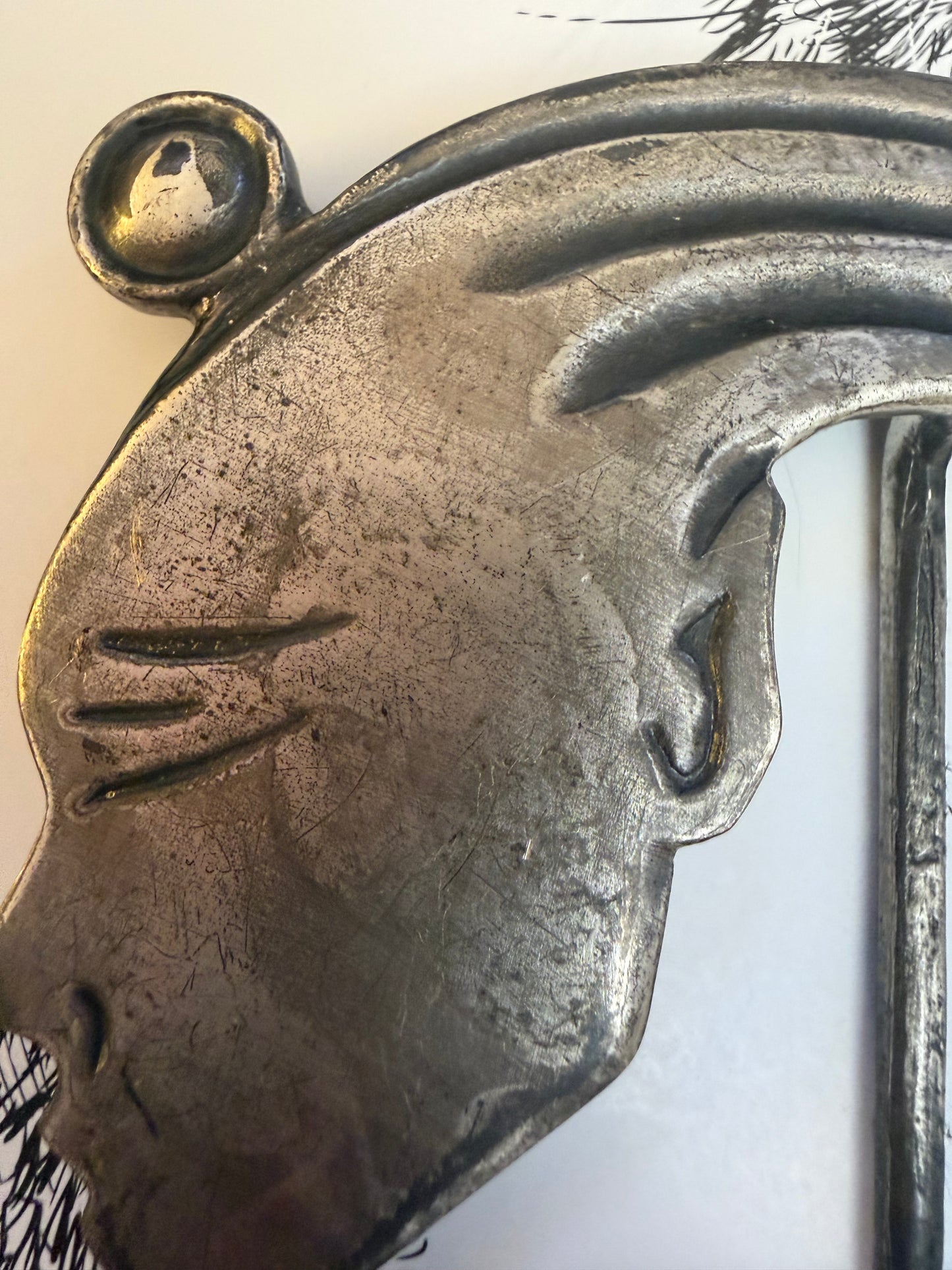 Vintage French Oversized Art Nouveau Inspired Face Pendent/Belt Buckle