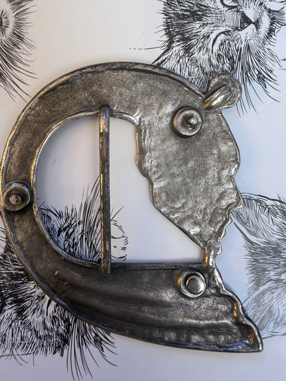 Vintage French Oversized Art Nouveau Inspired Face Pendent/Belt Buckle