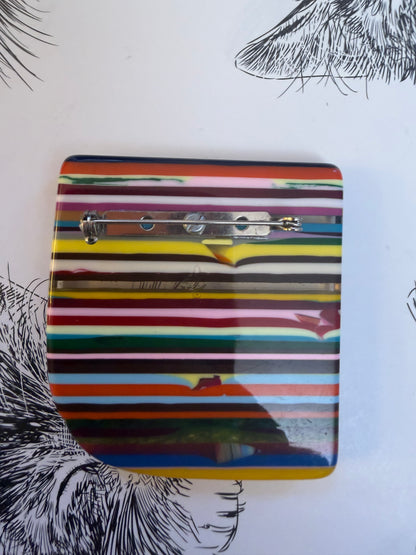Vintage 1990s Sobral Rainbow Striped Brooch