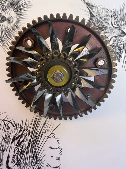 Vintage Huge French Artsy Pinwheel Cog Statement Ring