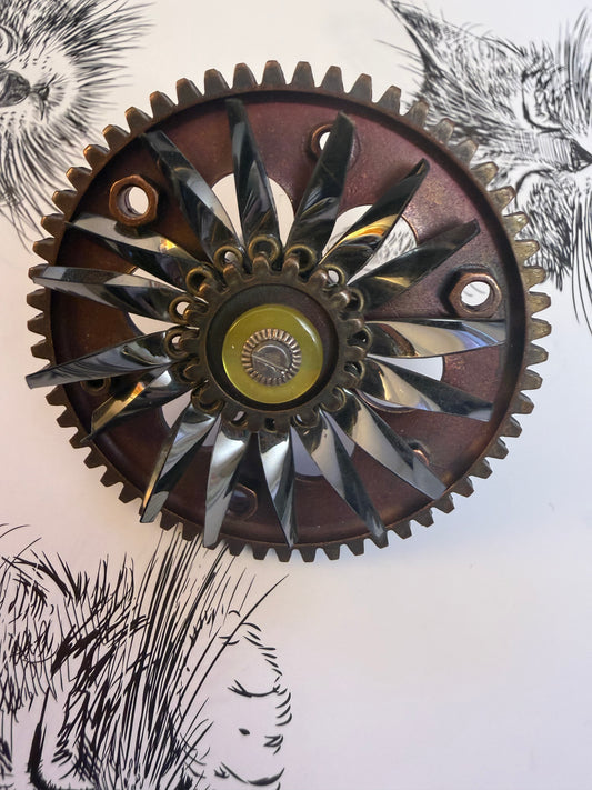 Vintage Huge French Artsy Pinwheel Cog Statement Ring