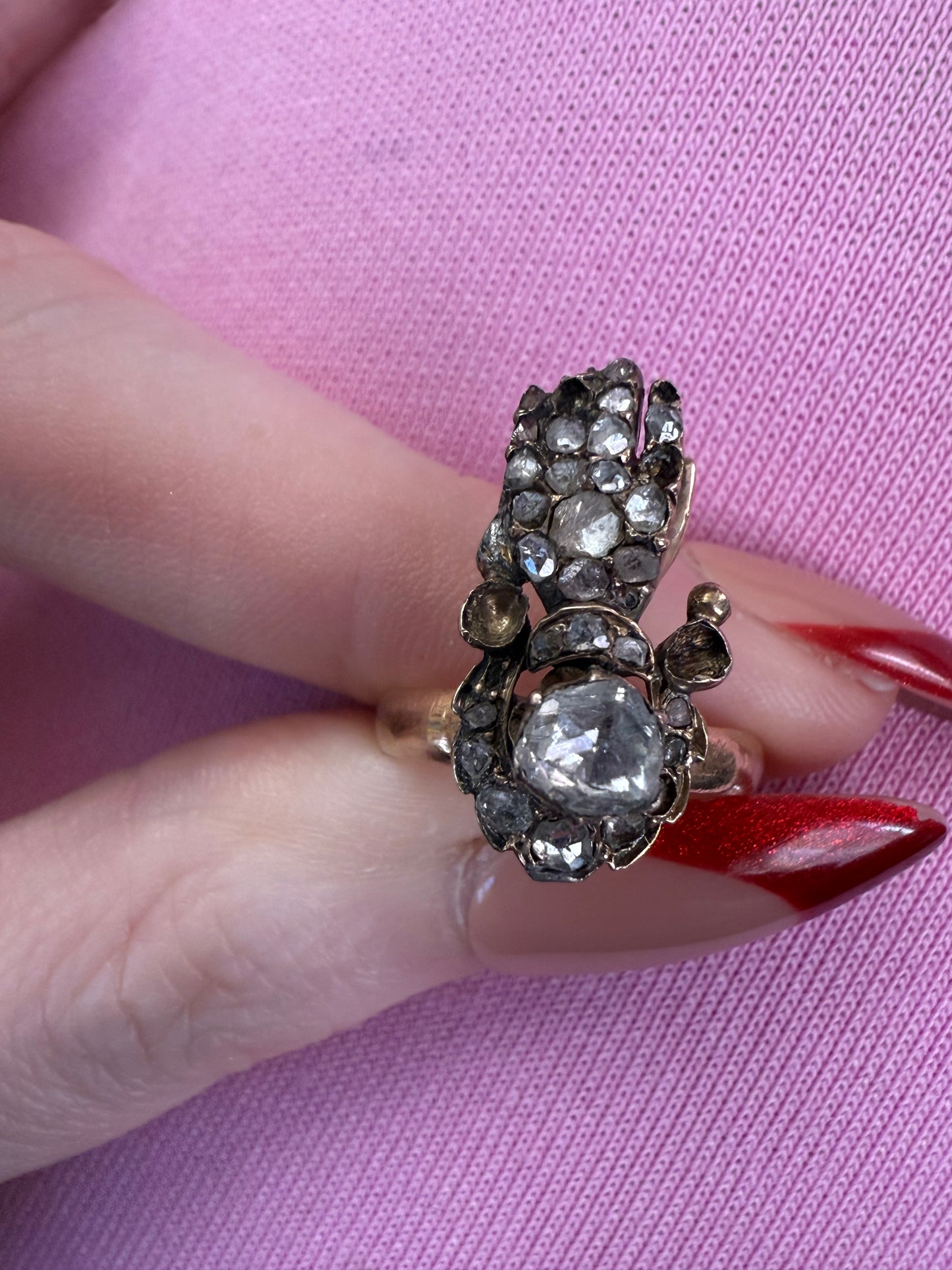 Iris Apfel's Antique 14K Diamond Hand Ring