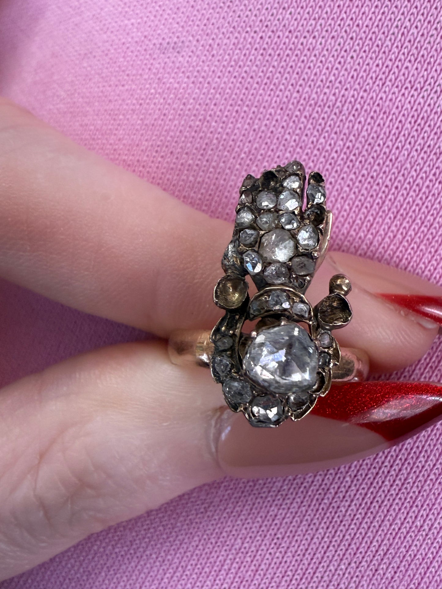 Iris Apfel's Antique 14K Diamond Hand Ring