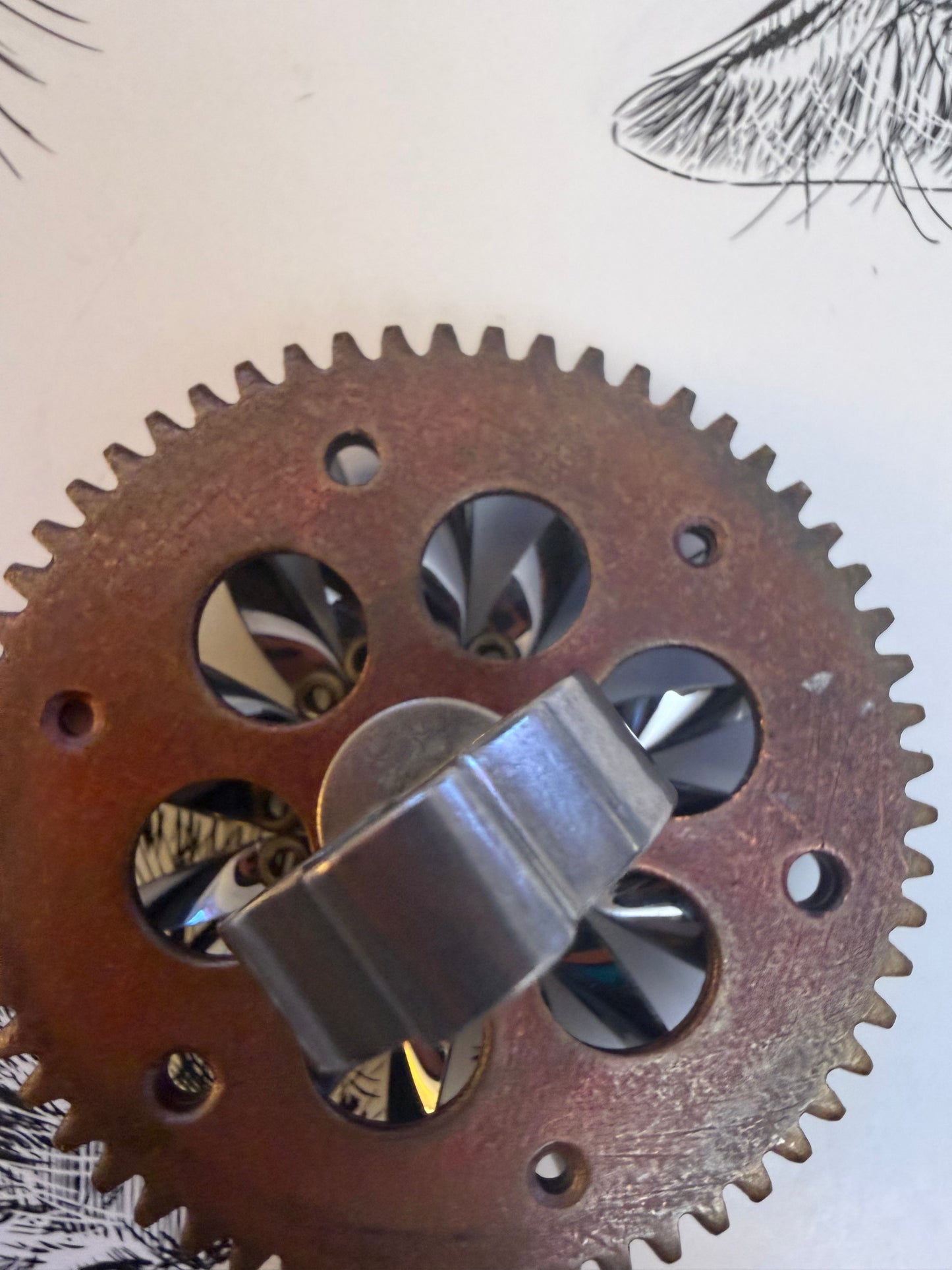 Vintage Huge French Artsy Pinwheel Cog Statement Ring