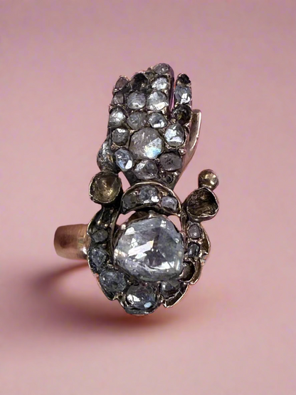 Iris Apfel's Antique 14K Diamond Hand Ring