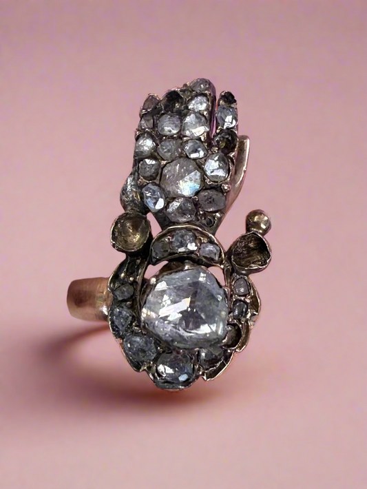 Iris Apfel's Antique 14K Diamond Hand Ring