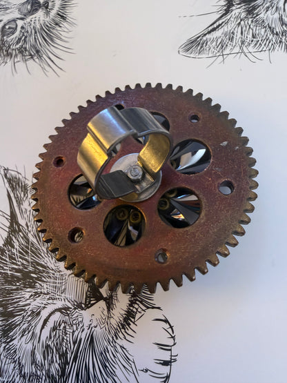 Vintage Huge French Artsy Pinwheel Cog Statement Ring