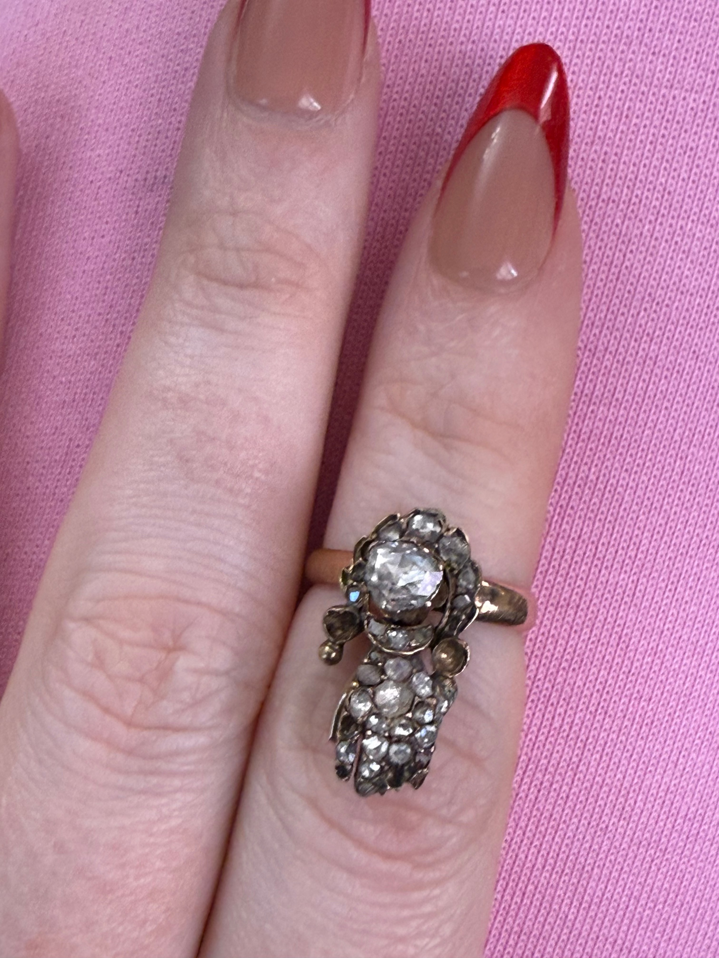 Iris Apfel's Antique 14K Diamond Hand Ring