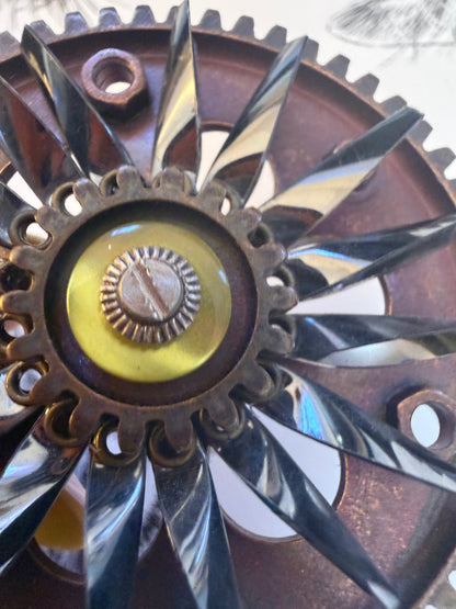 Vintage Huge French Artsy Pinwheel Cog Statement Ring