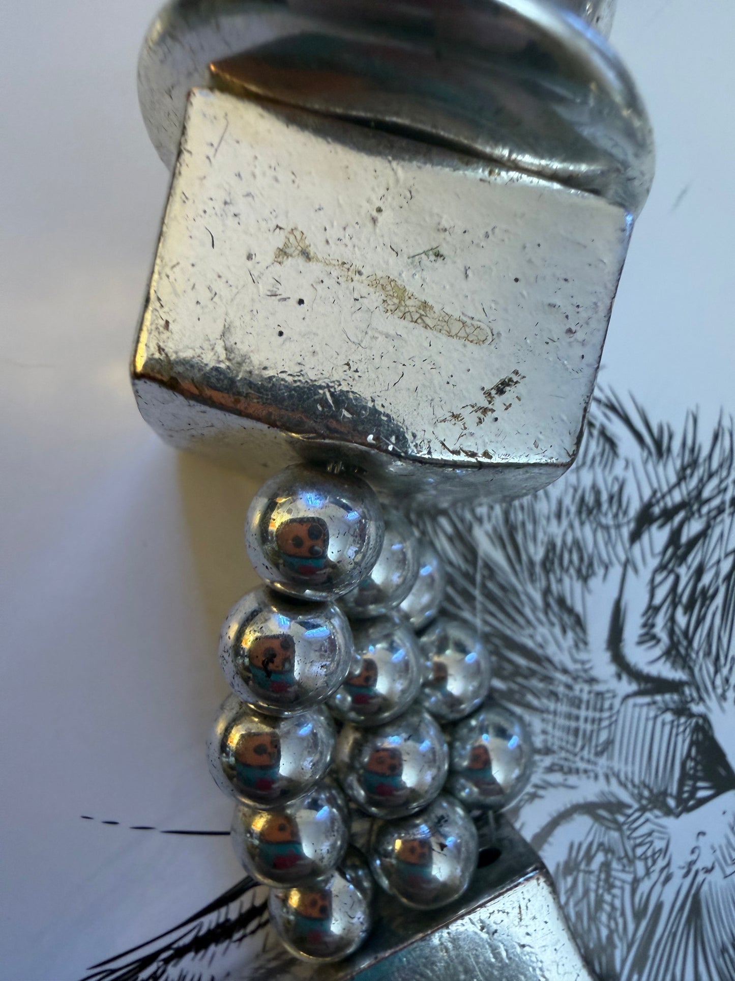 Vintage French Modernist Chunky Silver Geometric Necklace