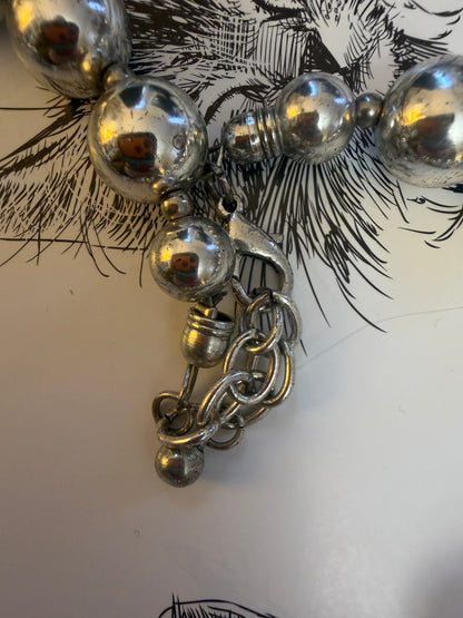 Vintage French Modernist Chunky Silver Geometric Necklace