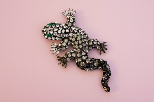 Vintage Monumental Philippe Ferrandis Paris Crystal Salamander Brooch