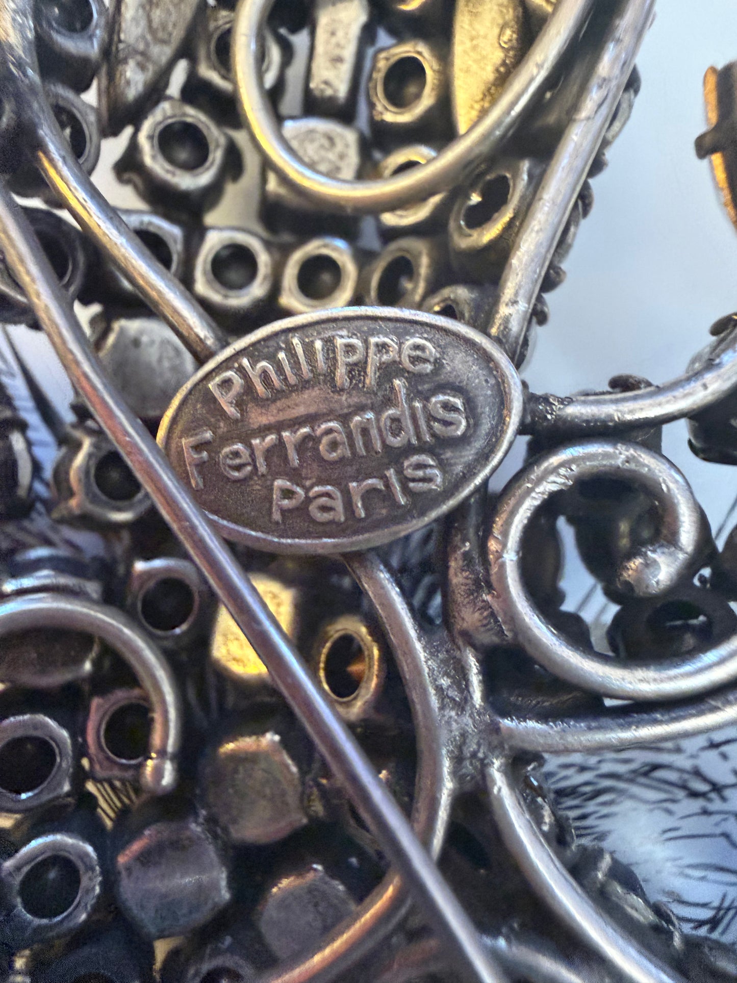 Vintage Monumental Philippe Ferrandis Paris Crystal Salamander Brooch