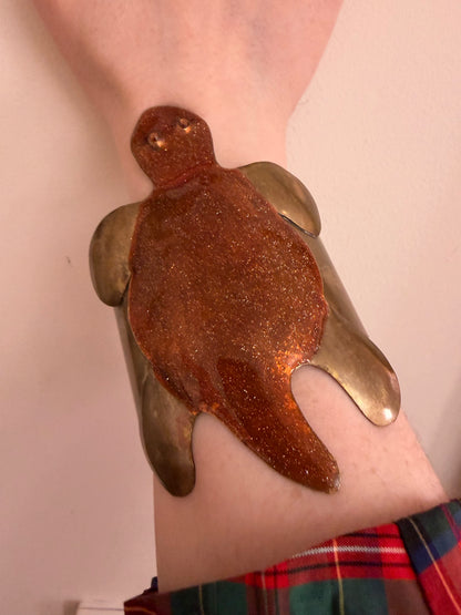 Vintage Rare Estelle Misbach Artisan Oversized Turtle Cuff Bracelet