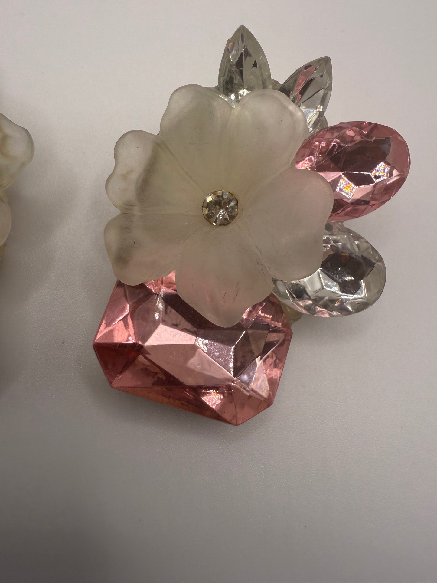 Vintage Chunky Crystal Dream Flower Earrings