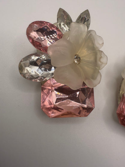 Vintage Chunky Crystal Dream Flower Earrings