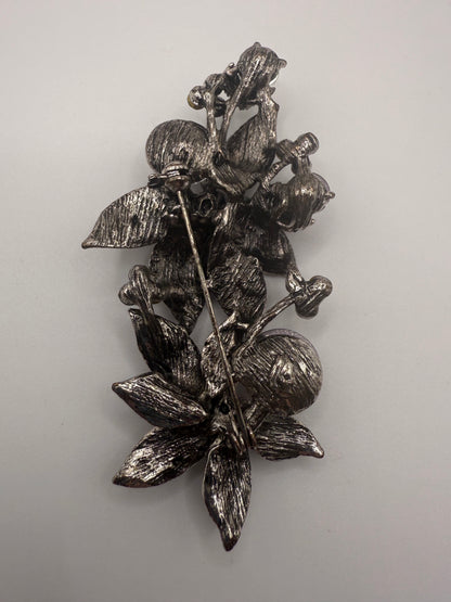 Vintage Celestial Rhinestone Grape Flower Brooch