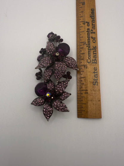 Vintage Celestial Rhinestone Grape Flower Brooch