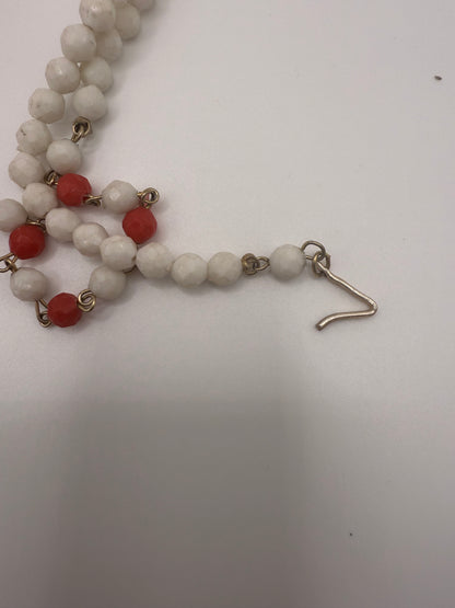 Vintage Striped Beaded Tie Necklace