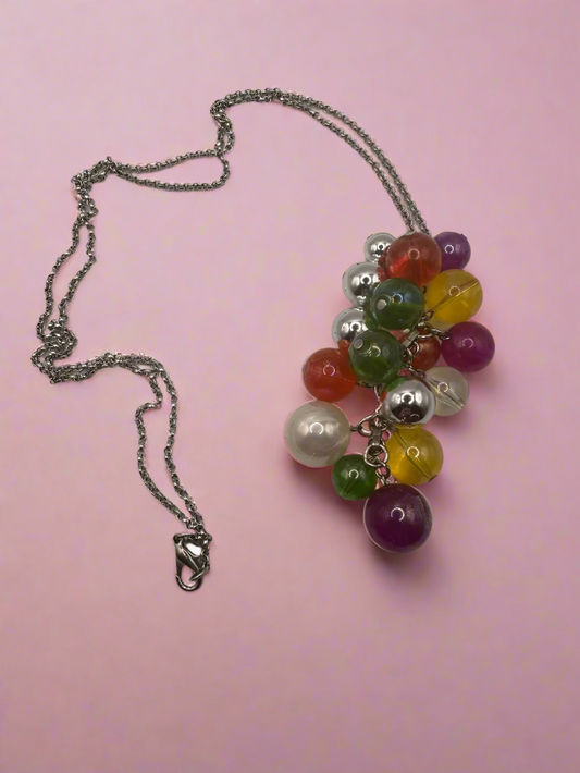 Vintage Chunky Funky Rainbow Clowncore Bauble Necklace