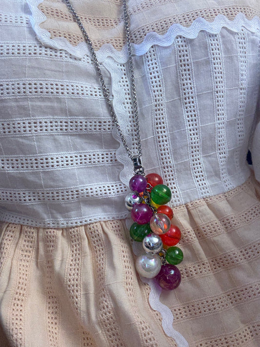 Vintage Chunky Funky Rainbow Clowncore Bauble Necklace