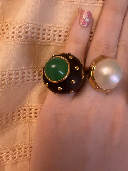 Vintage 14K Gold Extra Chunky Mabe Pearl Ring