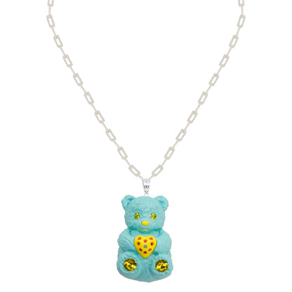Blueberry Bear Heart Charm Mood Pendant