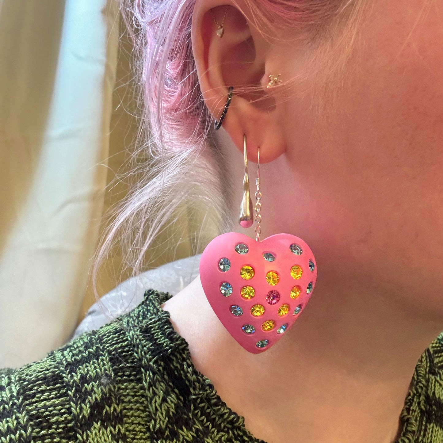 Bubble Gum Heart Puff Earrings
