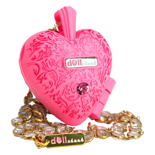 Bubble Gum Heart Puff Locket Necklace
