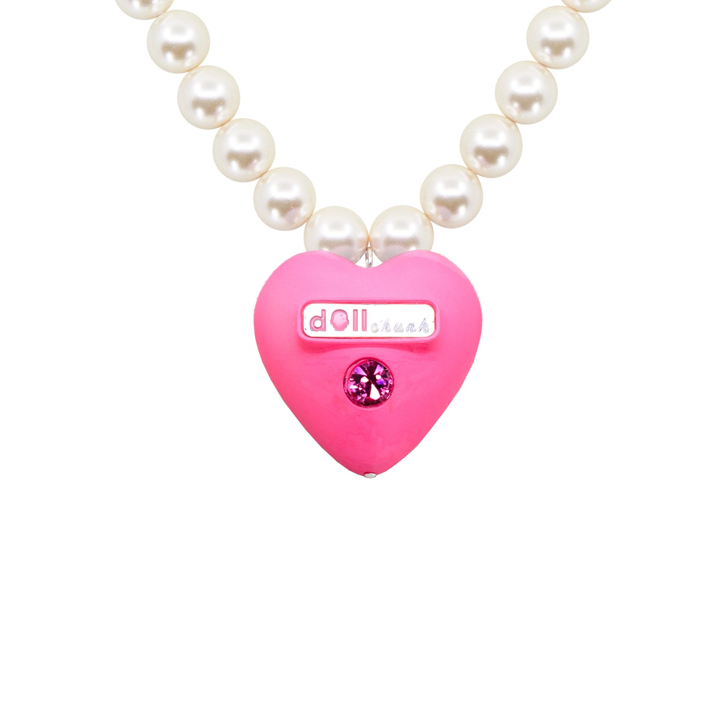 Bubble Gum Heart Puff Pearl Necklace