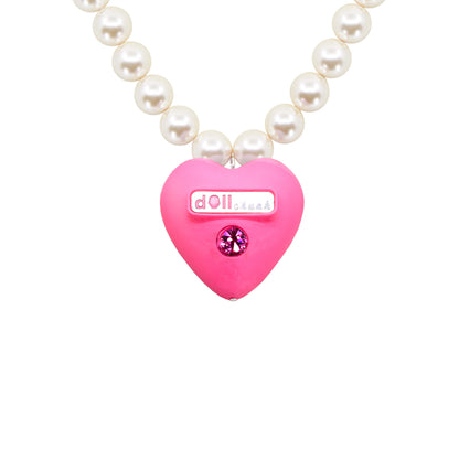 Bubble Gum Heart Puff Pearl Necklace