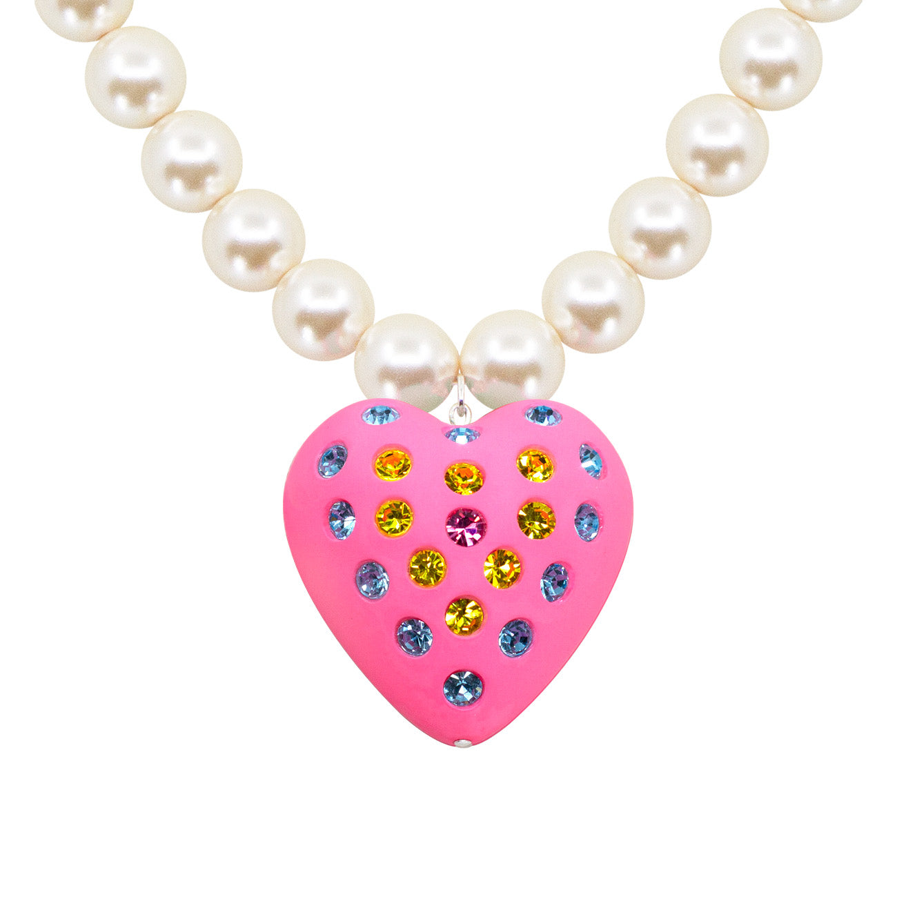 Bubble Gum Heart Puff Pearl Necklace