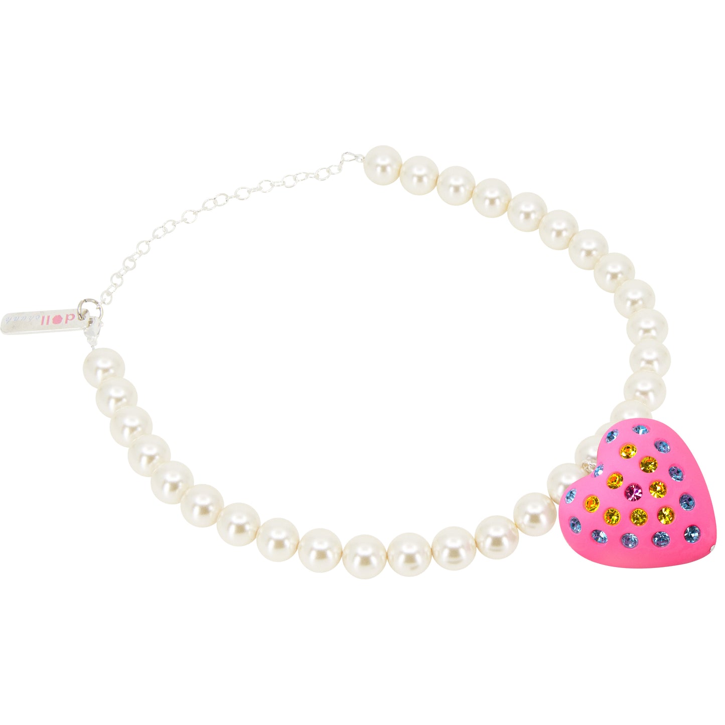 Bubble Gum Heart Puff Pearl Necklace