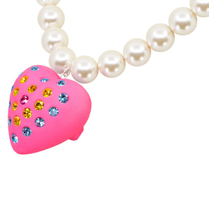 Bubble Gum Heart Puff Pearl Necklace