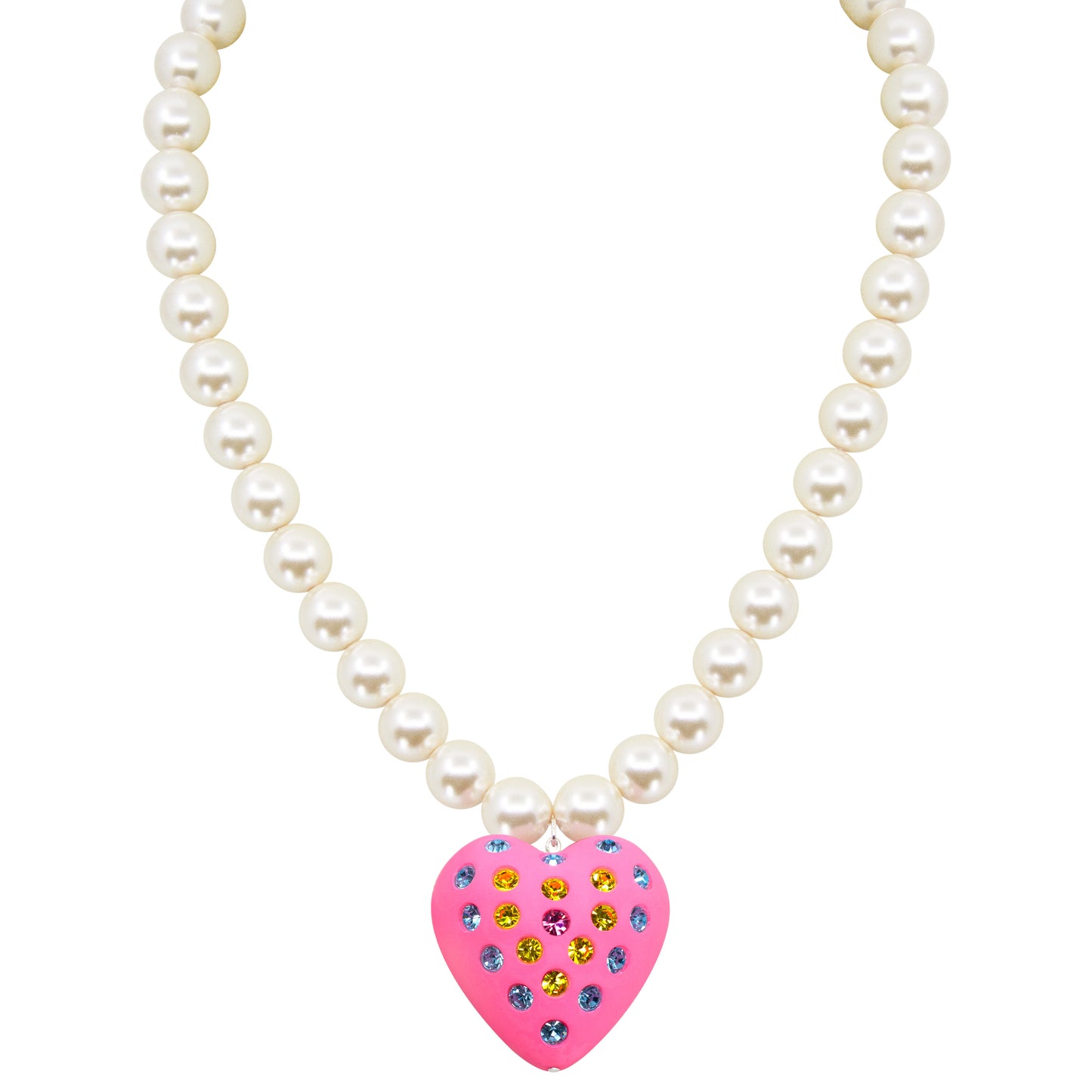 Bubble Gum Heart Puff Pearl Necklace