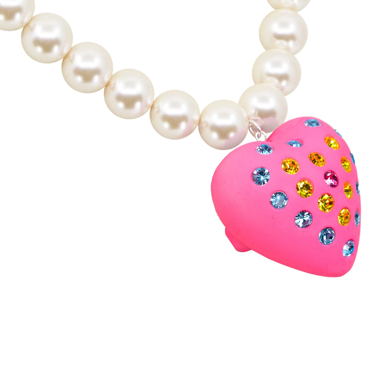 Bubble Gum Heart Puff Pearl Necklace