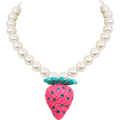 Bubble Gum Strawberry Pearl Necklace