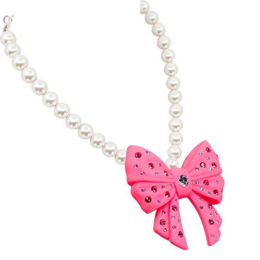 Cosmic Bow Puff Pearl Necklace