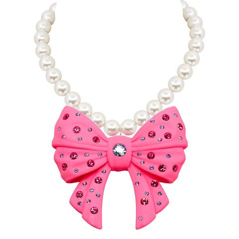 Bow Tie Strength Black Wrap Around Necklace With Pearls – Levorr.com