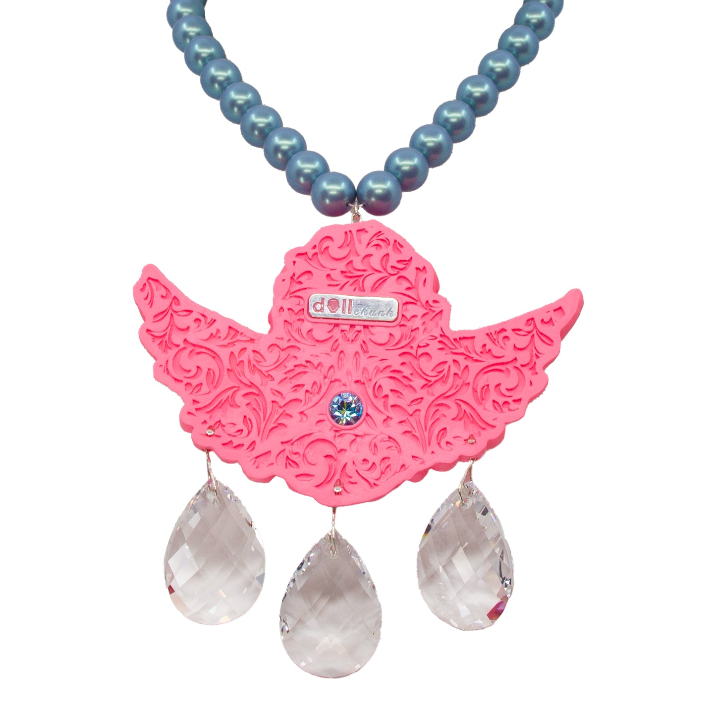 Divine Pink Cherub Drip Pearl Necklace