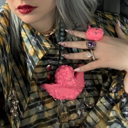 Divine Pink Cherub Drip Pearl Necklace