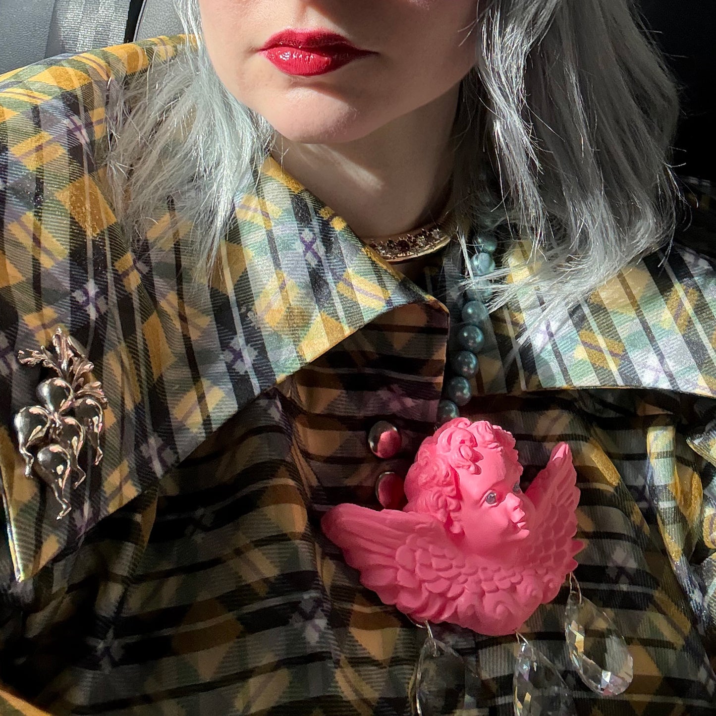 Divine Pink Cherub Drip Pearl Necklace