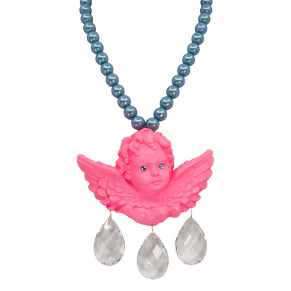 Divine Pink Cherub Drip Pearl Necklace
