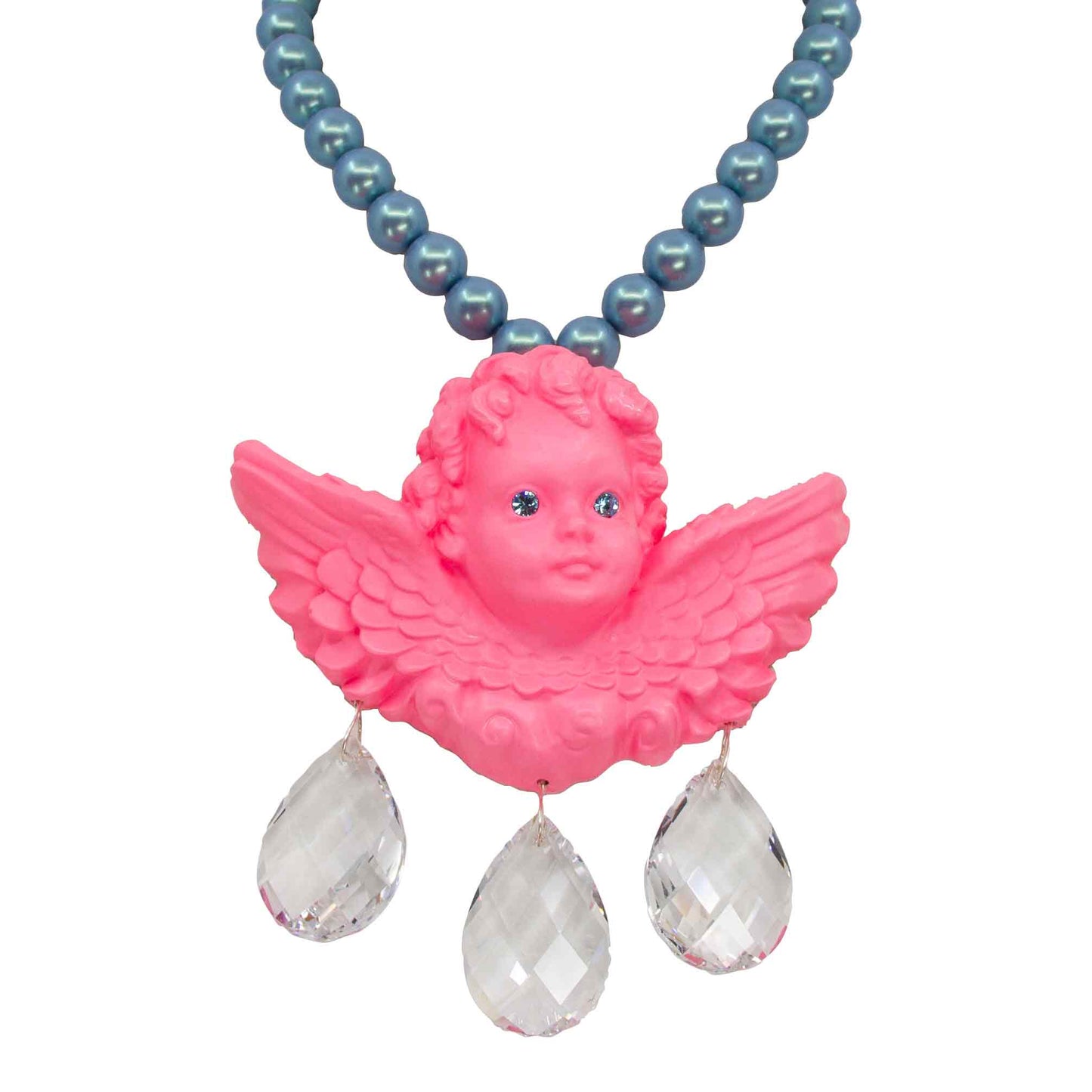 Divine Pink Cherub Drip Pearl Necklace