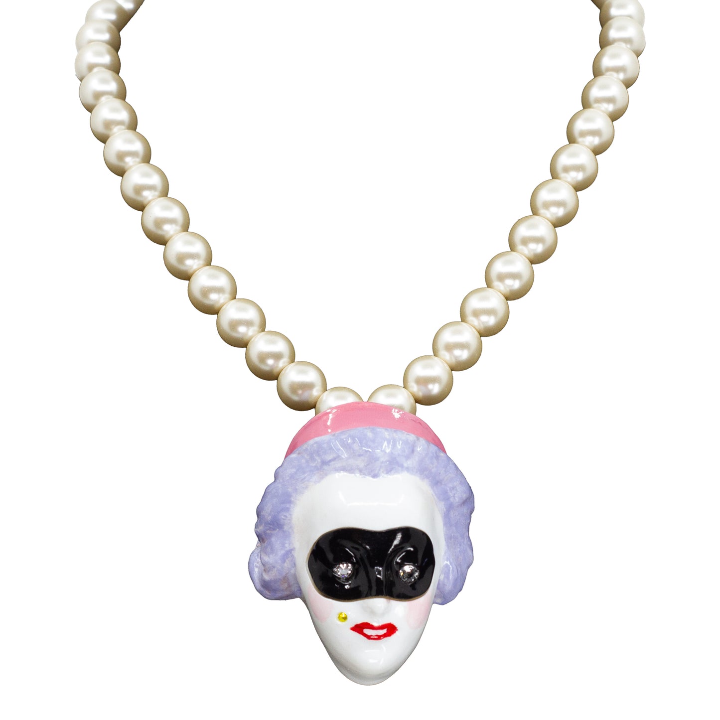 Masked Lady Madame Blanche Pearl Necklace