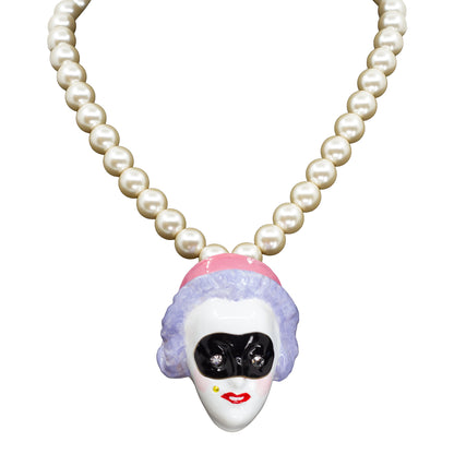 Masked Lady Madame Blanche Pearl Necklace