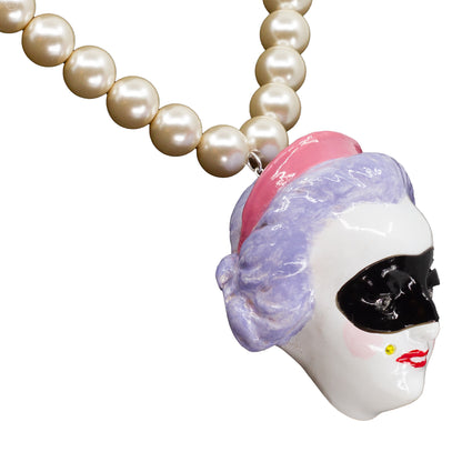 Masked Lady Madame Blanche Pearl Necklace